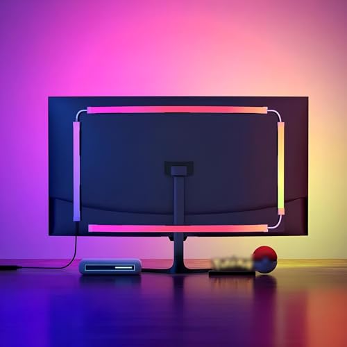 Monitor LED Backlights for PC & Mac, LED Strip Light Sync with Screen Color/Music, Computer Light Bar Behind Screen, LEDs for Desk Gaming, USB Port, Software Control, G100 (4-Side 32inch) - size: 4-side 32inch (for PC & Mac)