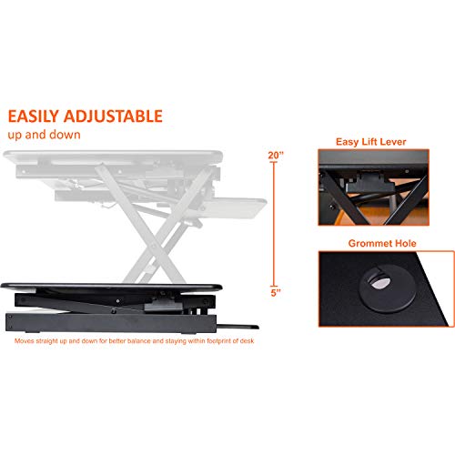 Lorell Deluxe Adjustable Desk Riser, Black, 20" Height x 38" Width x 24" Depth - color: Black