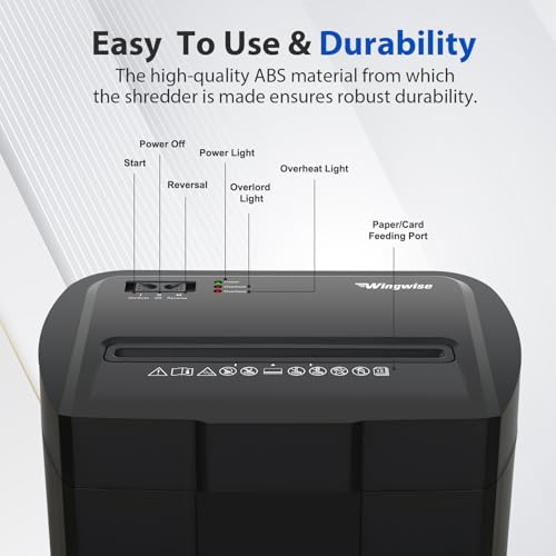 Wingwise Ultra Low Noise 48dB Paper Shredder for Home Office - color: Black, size: 15 Sheets