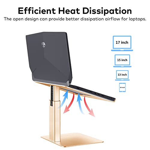 Laptop Stand for Desk, Ergonomic Sitting and Standing Laptop Riser for Notebook MacBook 11-17 Inches，DJ Laptop Stand Adjustable Height from 7-15 Inches Aluminum(Gold) - color: Gold