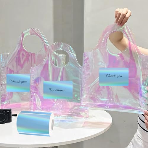 3x2 Inch Holographic Thermal Labels, Blue Thermal Sticker Labels, Rainbow Glitter Stickers for Price, Barcode, Mailing, Name, DIY Custom Logo Design, 200 Pcs /1 Roll - color: Holographic Blue, size: 2*3 inch