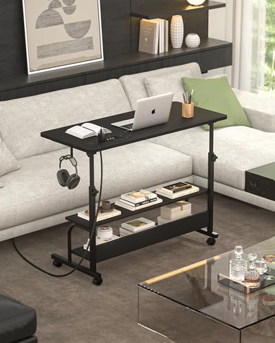 Armocity 32" Rolling Standing Desk with Charging Station for Couch Bed - color: Black, size: 32''