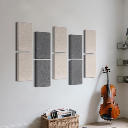 4 Pack Acoustic Panels 23.6"x11.8" Soundproof Fiberglass Panel, Linen - color: Linen, size: 23.6" x 11.8"-4pcs