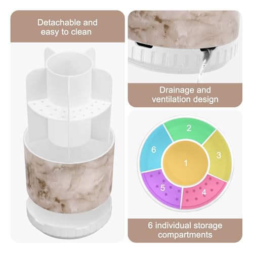 GFWARE Rotating Marble Toothbrush Holder for Bathroom Organizer, Drainage - color: Marble