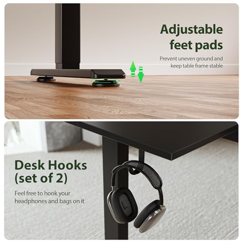 Agilestic 48 * 24 Inch Electric Standing Desk with Under Drawers, Black - color: Basic Black, size: 48x24 Inch