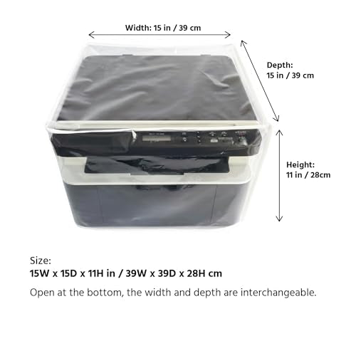 Printer Dust Cover Case Water Proof Protective Clear Transparent jacket,compatible with HP, EPSON,CANON, BROTHER, PIXMA Officejet - size: 15W x15D x11H