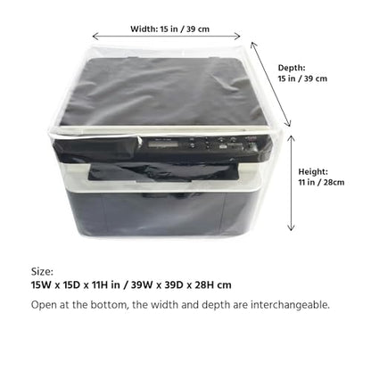 Printer Dust Cover Case Water Proof Protective Clear Transparent jacket,compatible with HP, EPSON,CANON, BROTHER, PIXMA Officejet - size: 15W x15D x11H