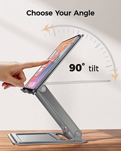 LORYERGO Adjustable Laptop Stand, Portable for 17.3inch Laptops, Holds Up to 17.6lbs, Ergonomic Posture & Heat Dissipation - Gray - color: Gray
