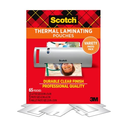 Scotch Thermal Pouches, Variety Pack, Letter Size, 4 in x 6 in Size, and Wallet Size Pouches - size: Multi-Size