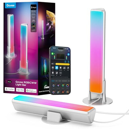 Govee Smart Light Bar, RGBICWW TV Lights for Living Room, Gaming, Silver - color: Silver