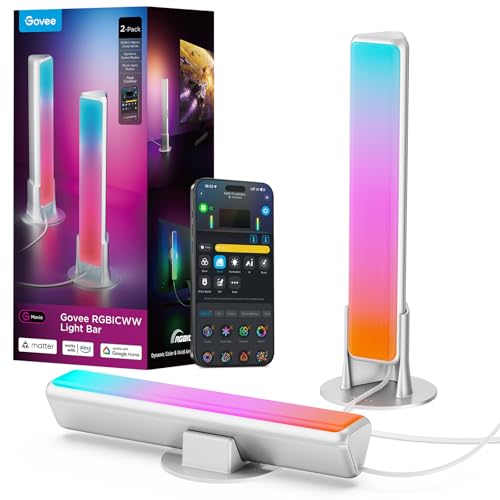 Govee Smart Light Bar, RGBICWW TV Lights for Living Room, Gaming, Silver - color: Silver