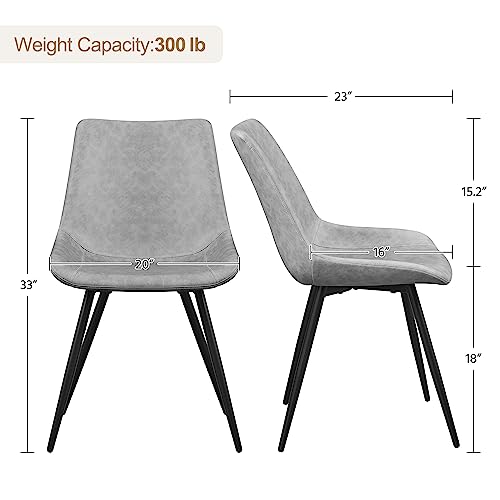 Yaheetech Dining Chairs Set of 4 Mid Century Modern Kitchen Chairs Gray | Faux Leather Upholstered Dining Room Chairs with Metal Legs and Curved Backrest, Armless Side Chairs for Kitchen Living Room - color: Grey, size: Set of 4