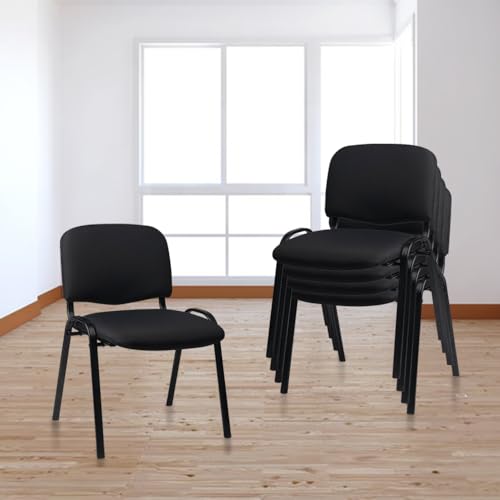 CLATINA Set of 10 Pack Stackable Waiting Room Chair Fabric Black Reception Chairs Metal with Thickened Seat Back Cushion for Waiting Conference Room Guest Chairs (10 Pack) - color: Black, size: 10 Pack