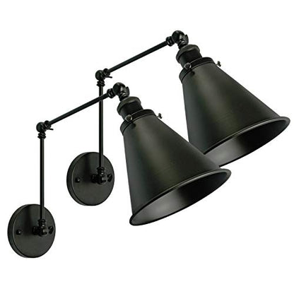 Industrial Black Wall Sconce,Angle Adjustable Decorative Modern Farmhouse Wall Mount Light for Living Room Wall Lamp Set of 2