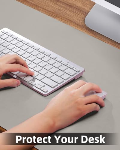 Leather Desk Pad & Protector, Large Mouse Pad & Blotter, Non-Slip PU Leather Desk Cover Mat, Light Grey, 48" x 17" - color: Light Grey, size: 48" x 17"