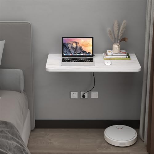 Pmnianhua Wall Mounted Desk,31'' Wall Mounted Drop Leaf Table,Drop Down Table,Folding Table,Fold Down Wall Desk,Floating Desk for Wall Laundry Room Bar Home Office Small Space(White) - color: Grey-white
