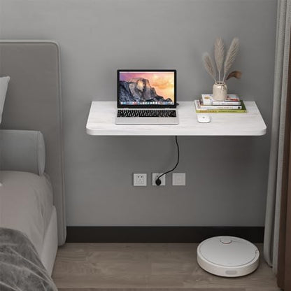 Pmnianhua Wall Mounted Desk,31'' Wall Mounted Drop Leaf Table,Drop Down Table,Folding Table,Fold Down Wall Desk,Floating Desk for Wall Laundry Room Bar Home Office Small Space(White) - color: Grey-white