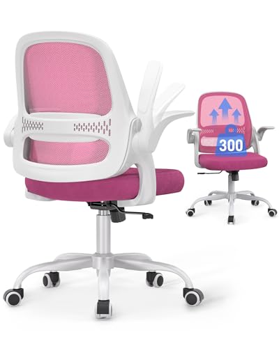 amseatec Mesh Office Chair, Ergonomic Home Office Chair with Flip-Up Arms - color: Pink, size: Oversized