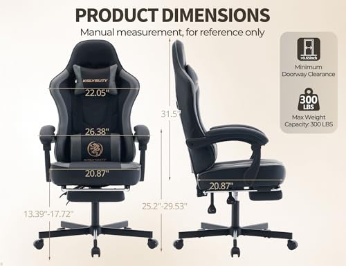 Office Desk Computer Gaming Chair for Adults, Ergonomic High Back Gamer Chair with Massage and Pocket Spring Cushion, Swivel Comfy Video Game Chairs with Footrest and Lumbar Support (Black Grey) - color: Base Grey Leather