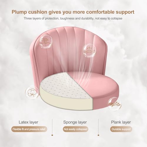 Small Round Rolling Desk Chair Armless Comfy Vanity Computer Chair Height Adjustable Swivel Work Spa Chair - color: Pink, style: Set of 2 with backrest