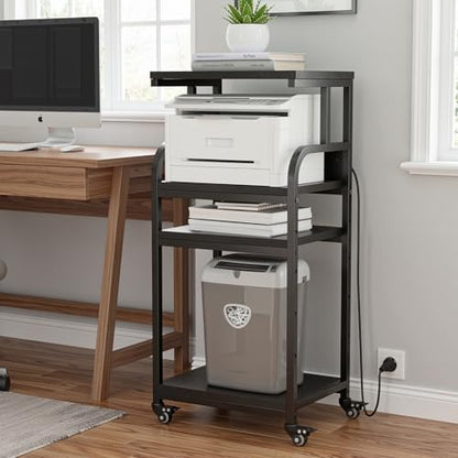 VOWNER 4-Tier Tall Printer Stand with Power Outlet and 4 Lockable Wheels