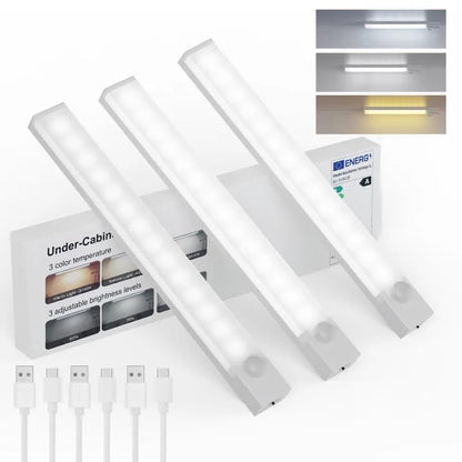 Under Cabinet Lighting Rechargeable 8 Inch 3Pack Wireless | 3 Color Dimmable Closet Light Battery Operated, USB Stick on LED Magnetic Under Counter Lights for Kitchen Stair - size: 8inch-3pack