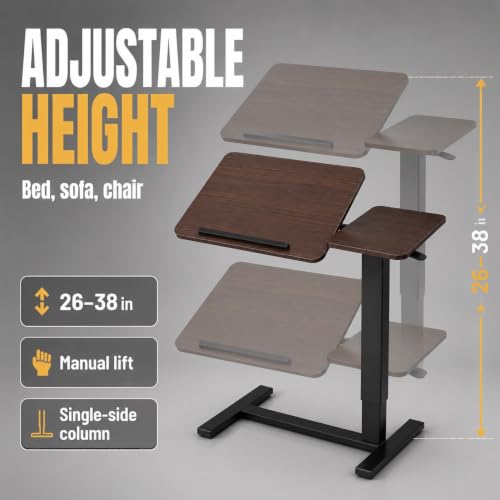 32" Height Adjustable Sit Stand Desk Converter, Dual Monitor Laptop Riser, Black (Bedside Desk/Plastic Holder (Walnut)) - color: Bedside Desk / Plastic Holder (Walnut)
