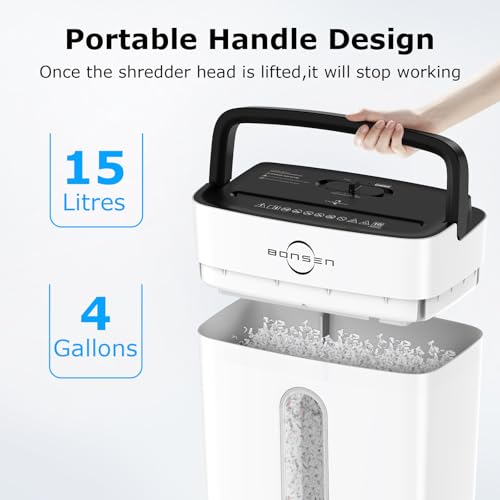 Bonsen 10-Sheet Cross Cut Paper Shredder for Home Office Heavy Duty, White - color: White, size: 10-Sheet Cross Cut