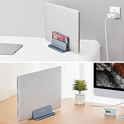 JARLINK Vertical Laptop Stand, Adjustable Aluminum Desktop Holder, Gray - color: Grey, size: 1-slot