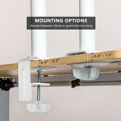 Mount-It! White Single Monitor Stand, Fits up to 32" | Adjustable desk arm holds up to 19.8 lbs, 360 rotation, 160 swivel, 40 tilt, clamp & grommet. - color: White