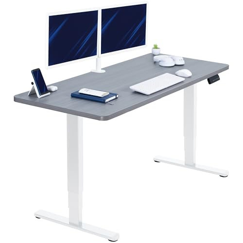 VIVO Dark Gray 60 x 24 in Standing Desk, DESK-KIT-2W6G - color: Dark Gray Top / White Frame, size: 60 x 24