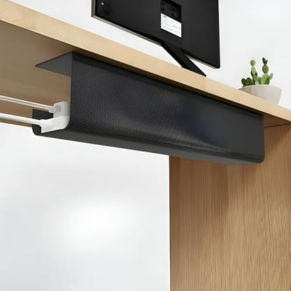 Under Desk Cable Management Tray 1 Pack,Adhesive No Drill Damage-Free Wire Organizer,Large Capacity Sturdy PVC Cable Holder for Office,Home Office & Standing Workstations (Black Cable Management Tray) - color: Black Cable Management Tray