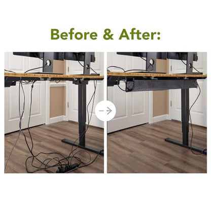 Perfect POSTURE Mesh Cable Organizer – Clamp-Mounted Under Desk Cable Management, Flexible Mesh, Easy-Access Design, & Standing Desk Compatible – 38” (White) - color: White, size: 38" Clamp