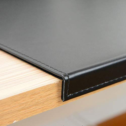 AKOZLIN 31.5"x15.8" Soft PU Leather Surface Office Desk Mouse Mat Pad with Full Grip Fixation Lip Table Blotter Edge-Locked Protector - color: Black, size: 31.5" x 15.8"