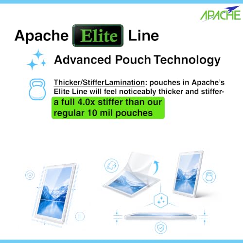 Apache Letter Size Laminating Pouches, 16 Mil, 5 Pack, Holds 8.5x11 Inch Projects (9x11.5" Pouch Size), Thermal Laminator Compatible Laminating Sheets, Clear, Round Corners, Elite Specialty Line - size: LETTER 16mil 5 Pack Elite Specialty