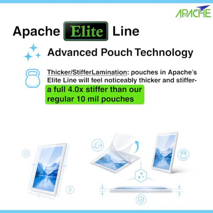 Apache Letter Size Laminating Pouches, 16 Mil, 5 Pack, Holds 8.5x11 Inch Projects (9x11.5" Pouch Size), Thermal Laminator Compatible Laminating Sheets, Clear, Round Corners, Elite Specialty Line - size: LETTER 16mil 5 Pack Elite Specialty