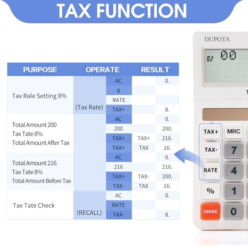 Desktop Calculator Large Display Big Buttons with 12 Digits 2-line | Solar Power and Battery, Accounting Calculator with Tax and Check Function for Office, Home and Business (OA-608) - size: OA-608
