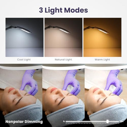 Neatfi Elite XL HD LED Magnifying Lamp | 7-Inch Lens | 1.75X + 4X Magnification | Dimmable | 3 Light Modes (3000K / 4000K / 6500K) | Adjustable Arm | Glare-Free (White-2, 7-inch Lens, CCT with Clamp) - color: White-2