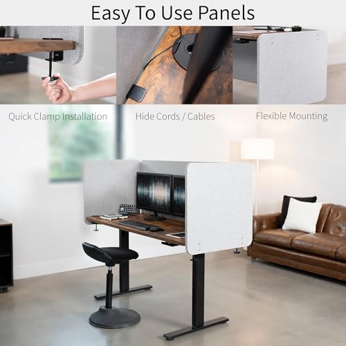 VIVO Gray Clamp-on 60 x 24 inch Privacy Panel, PP-1-V024G | Sound Absorbing Cubicle Desk Divider, Acoustic Partition - color: Light Gray, size: 60"