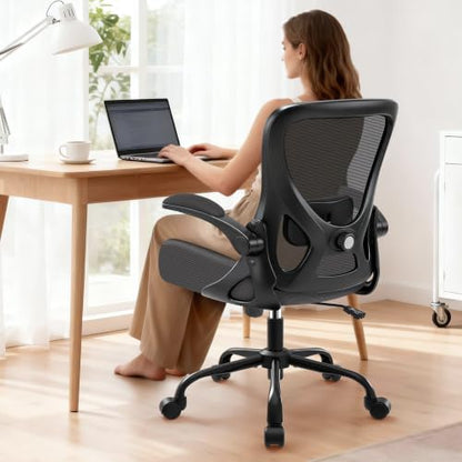 AreShark Office Chair - Ergonomic Breathable Mesh Desk Chair with Adjustable Lumbar Support and Flip-up Armrests - Executive High Back Rolling Swivel Comfortable Computer Gaming Chair for Home Office - color: Dark Gray