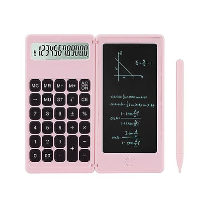 Desk Calculator, Desktop Small Calculators with Writing Notepad, Basic 4-Function Math Large Button Calculator, School Supplies, Middle/High School Students (Pink) - color: pink