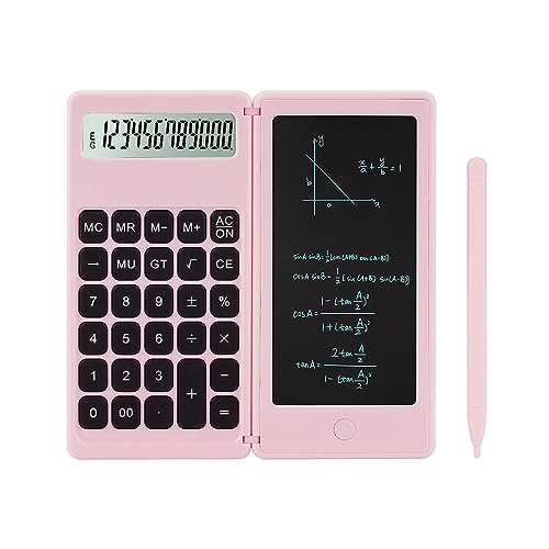 Desk Calculator, Desktop Small Calculators with Writing Notepad, Basic 4-Function Math Large Button Calculator, School Supplies, Middle/High School Students (Pink) - color: pink