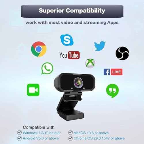 Webcam 1080p HD Computer Camera Microphone Laptop USB PC Webcam - color: Black-1080P