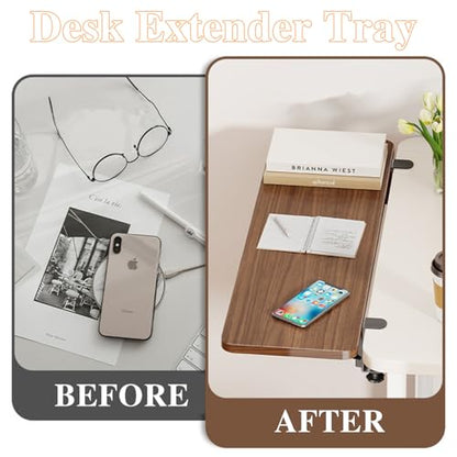 20 x 7.8 Inch Adjustable Ergonomic Clamp-On Desk Extender Tray, Brown - color: Brown