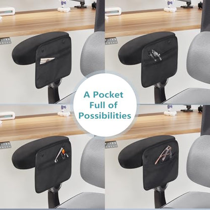 Virelis Ergonomic Office Chair Armrest Covers (Set of 2) - Soft Foam Arm Rest Pads for Elbow & Forearm Pressure Relief - Universal Stretch Fit for Gaming & Office Chairs, Black
