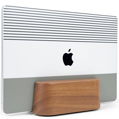 COREMINDED Adjustable Vertical Laptop Stand for Desk, Wooden Laptop Holder, MacBook Pro Stand, Wood Mac Air Dock (Solid Walnut) - color: Solid Walnut, size: Single Slot