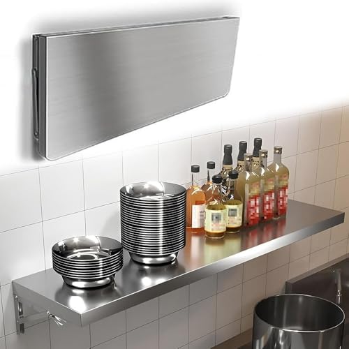 Folding Concession Shelf, Stainless Steel Wall Mounted Folding Table, Drop Down Foldable Serving Food Shelf Stand, Floating Laundry Table(40x20cm/16x8in) - size: 40x20cm/16x8in