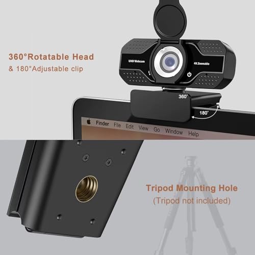 2K HD Webcam with Microphone, Noise Cancellation, Privacy Cover, Wide-Angle Lens, Auto Light Correction, Plug & Play USB Webcam for Laptop, Desktop, PC, Zoom, Skype, Stream (2K) - style: 2K