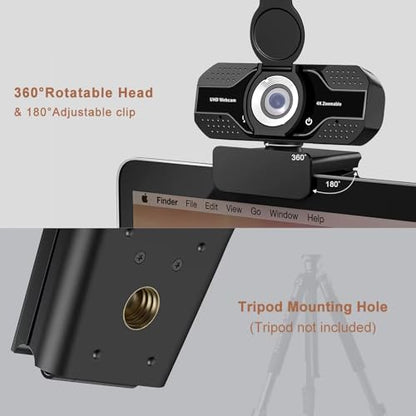 2K HD Webcam with Microphone, Noise Cancellation, Privacy Cover, Wide-Angle Lens, Auto Light Correction, Plug & Play USB Webcam for Laptop, Desktop, PC, Zoom, Skype, Stream (2K) - style: 2K