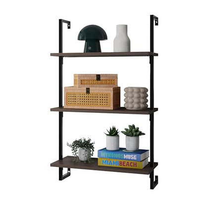 happimess Madera 3-Shelf Wall Mounted Bookcase 40.55", Brown/Black - color: Brown, size: 3-Tier 40.55"